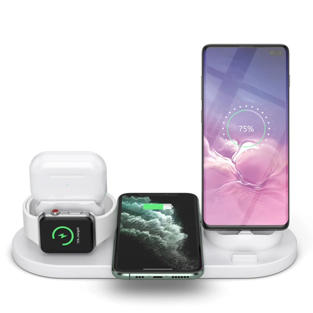 Multi device QI Fast Wireless Charging Dock All in One Wireless Charging Stand 6 in 1 Wireless Charger