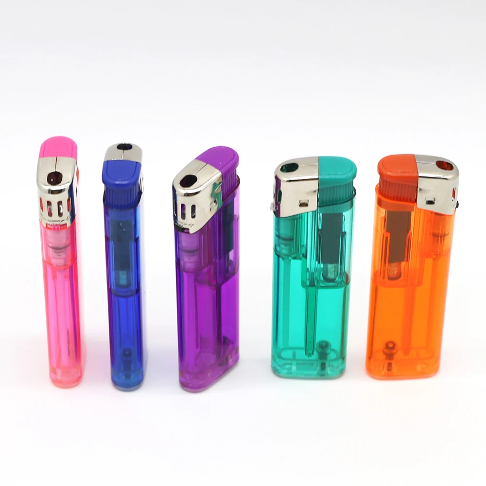 M6090 Ordinary Lighter Solid Color Transparent Plastic Lighter