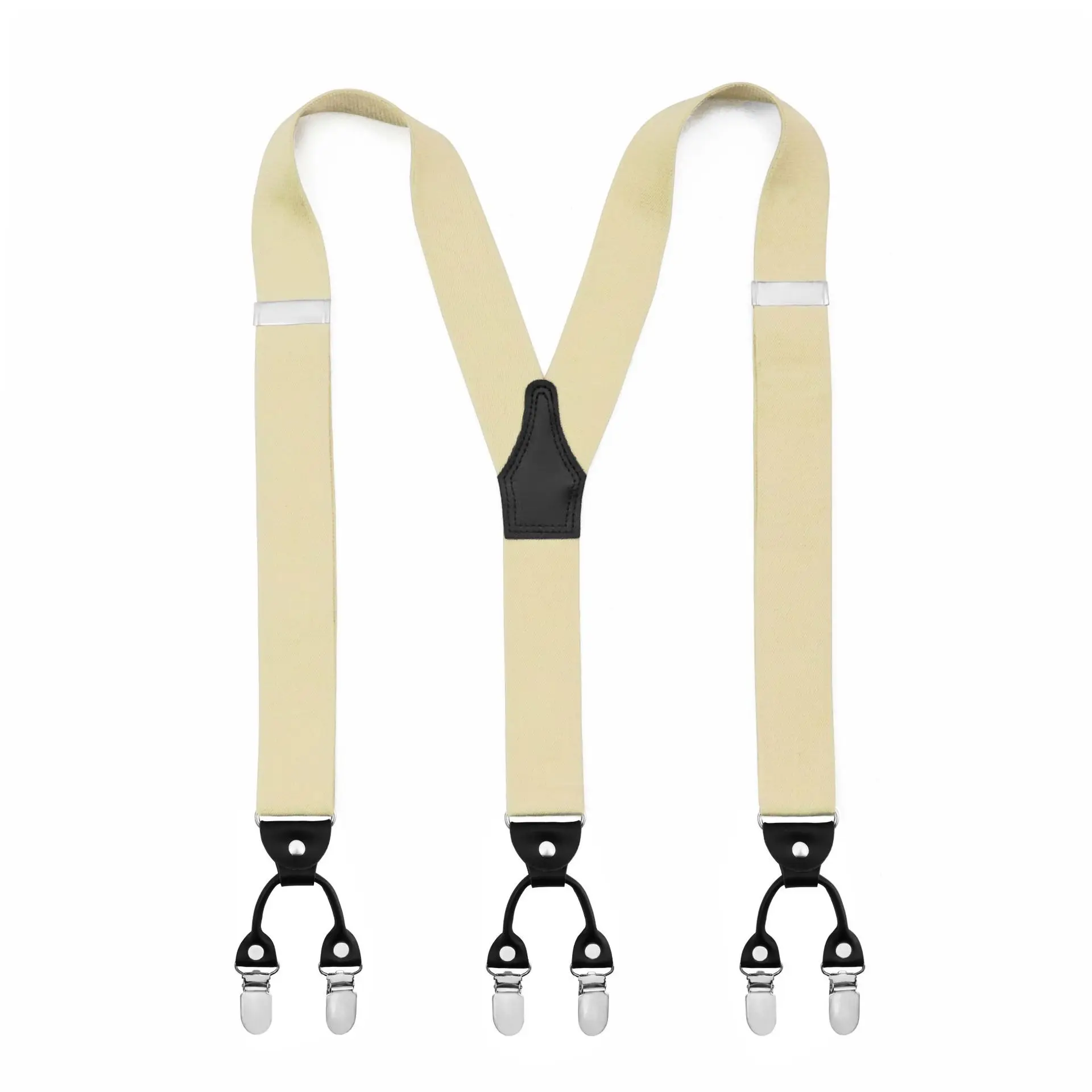 Fast Delivery RTS  Hot Sale Solid Color Gold Clips Jeans Jumpsuit Leather Suspenders For Men