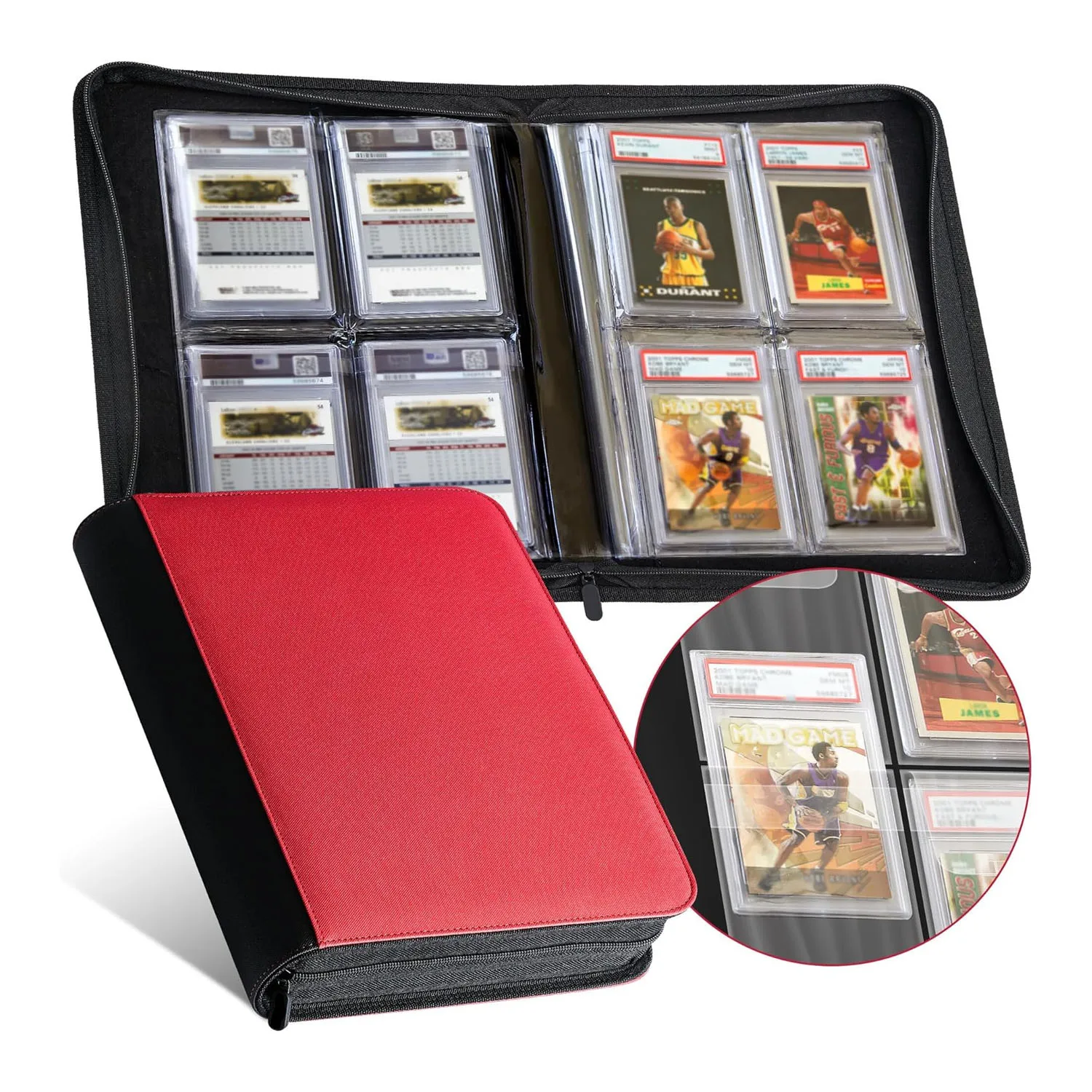 Graded Card Binder Holds 40 Slabs 4-Pocket Binder for Standard Graded Card Slabs