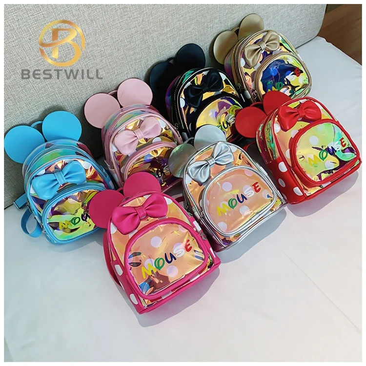 BESTWILL Factatory mochila transparente  bolsa de escuela de dibujos animados  colorida bolsa de escuela de infante con laser