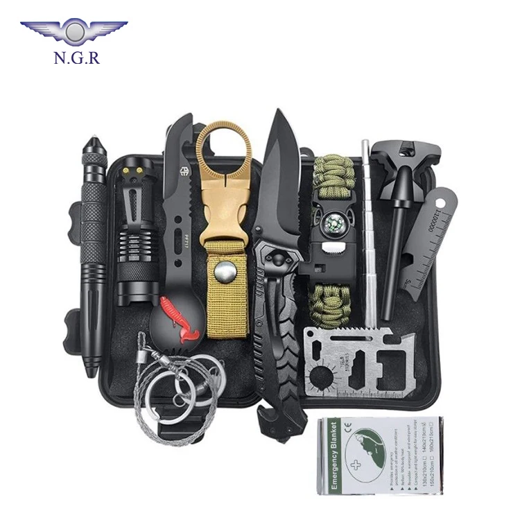 Outdoor SOS 15 in 1 Emergency Survival gear kit for Camping
