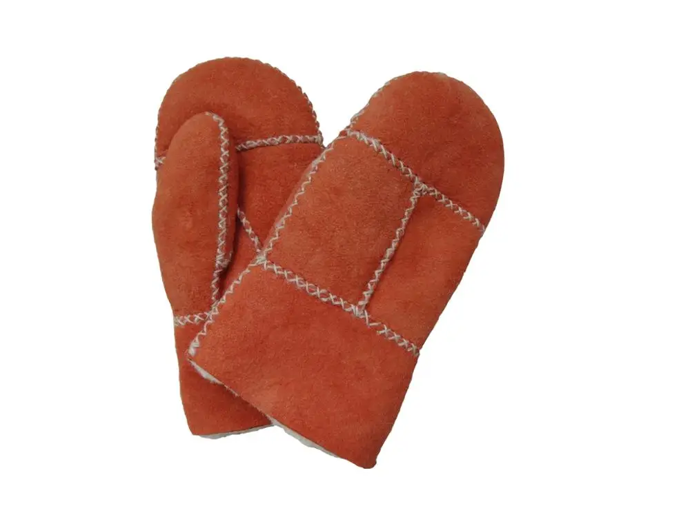 Модная новая стильная зимняя теплая детская перчатка из овчины