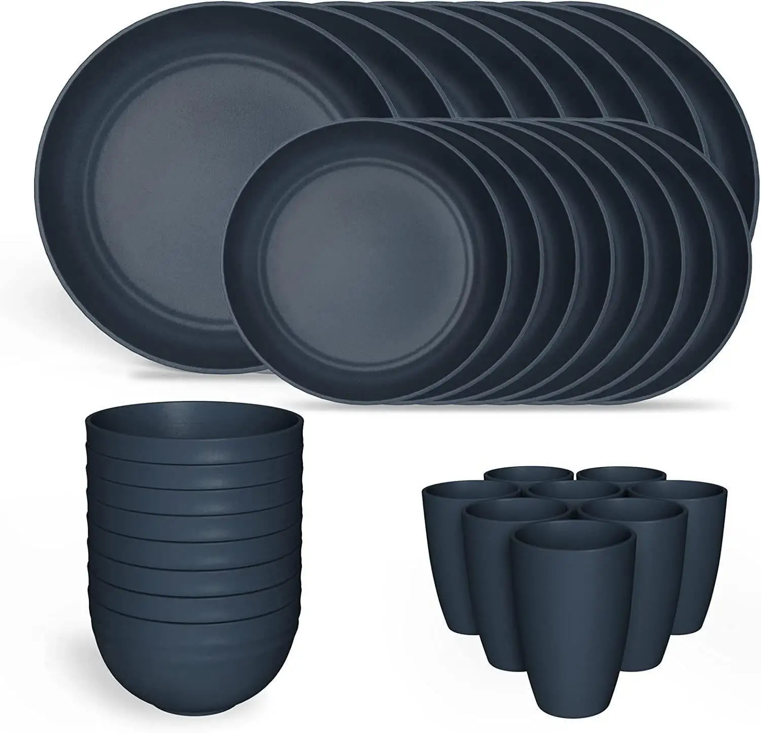 bowl dish plate creative wheat straw Plate and Bowl Cup round household outdoor picnic tableware unit