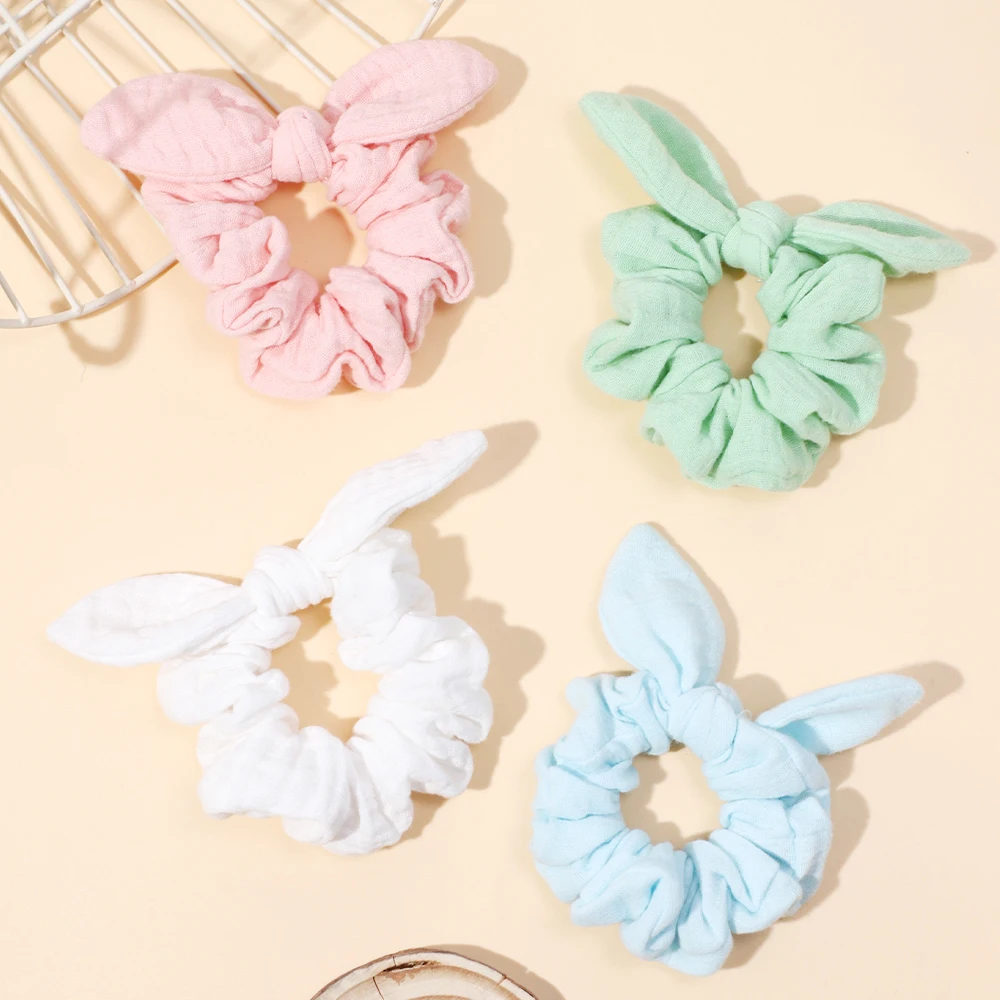 Solid Color Rabbit Ear Hair Rope Cute Kids Scrunchy Hair Ties Rope Children Girls Accessories Elastic Hair Rubber Bands