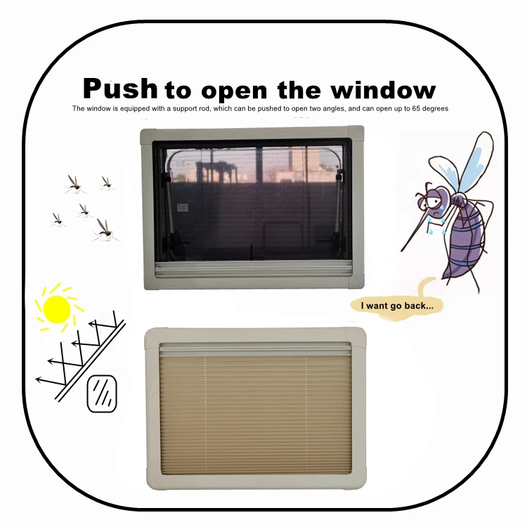 2024 TONGFA Double layered hollow anti UV acrylic RV windows equipped with screens and sunshades