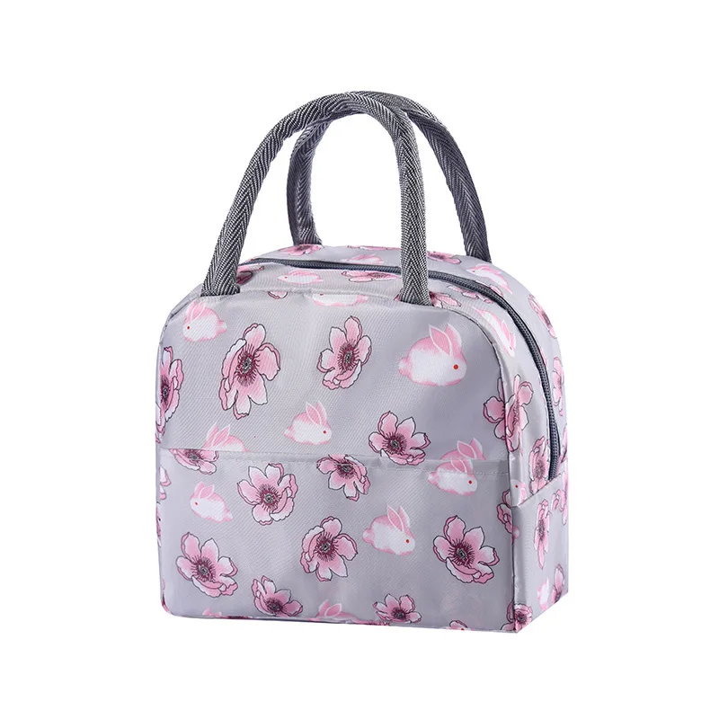 Custom Girls Oxford Lunch Bag with Leakproof Technology Cute Flower Print for Work Office Travel or Picnic
