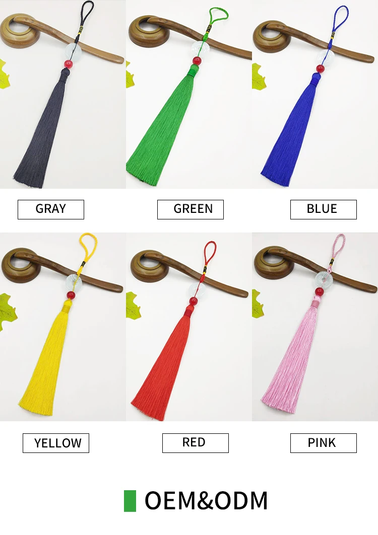  Factory stock vertical hanging car decoration color long silk tassel Chinese style beaded