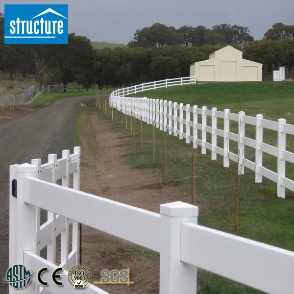 PVC Vinyl Plastic Rail Used Horse Paddock Fence Panels For Farm