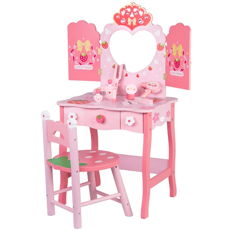New Hot Selling Funny children Make Up Toy Set Kids wooden Cosmetics Set Beauty Princess Dresser Toy Girls Pretend Play toys