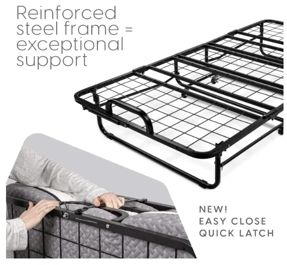 Factory wholesale Twin Portable home hotel outdoor top quality metal folding single bed frame with memory foam mattress