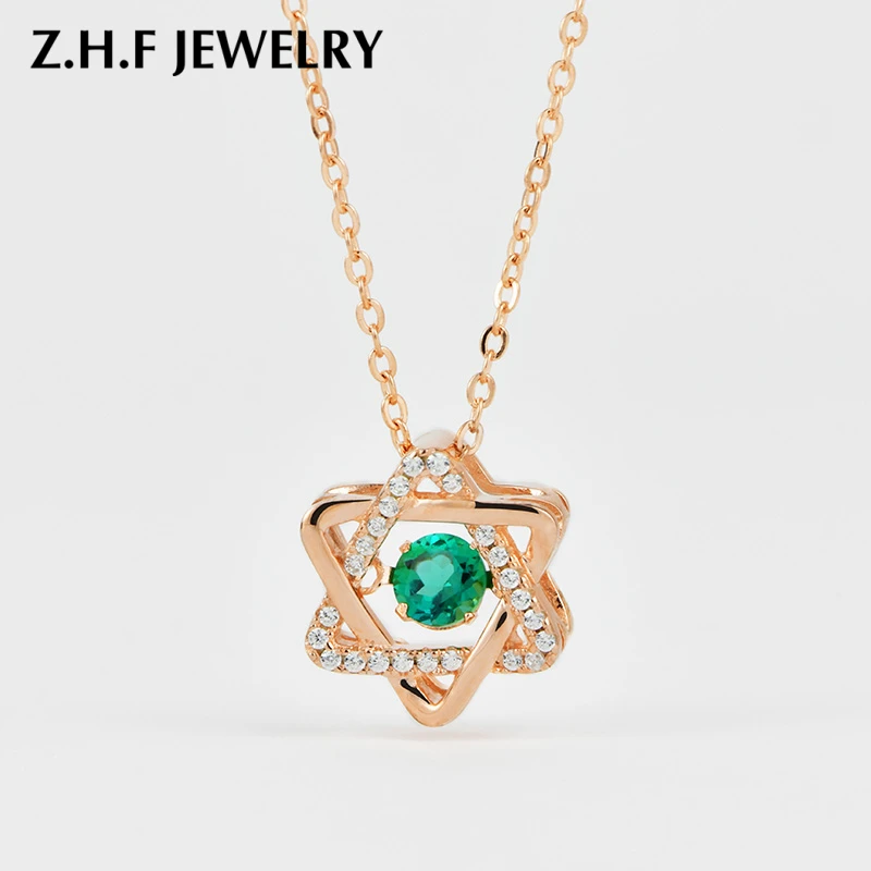 Circular 5m 0.25CT Zambia Emerald Created 18 Inches silver sterling rose gold lab created emerald Jewelry necklace