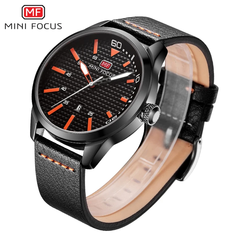 
MINIFOCUS Military Quartz Watch Men Leather Strap Multifunction Waterproof Top Luxury Analog Clock MF0021G XMAS Gift 