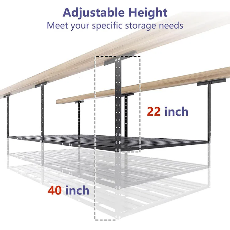 JH-Mech 4X8 Overhead Garage Storage Rack Adjustable Garage Storage Organization Heavy Duty Metal Garage Ceiling Storage Racks