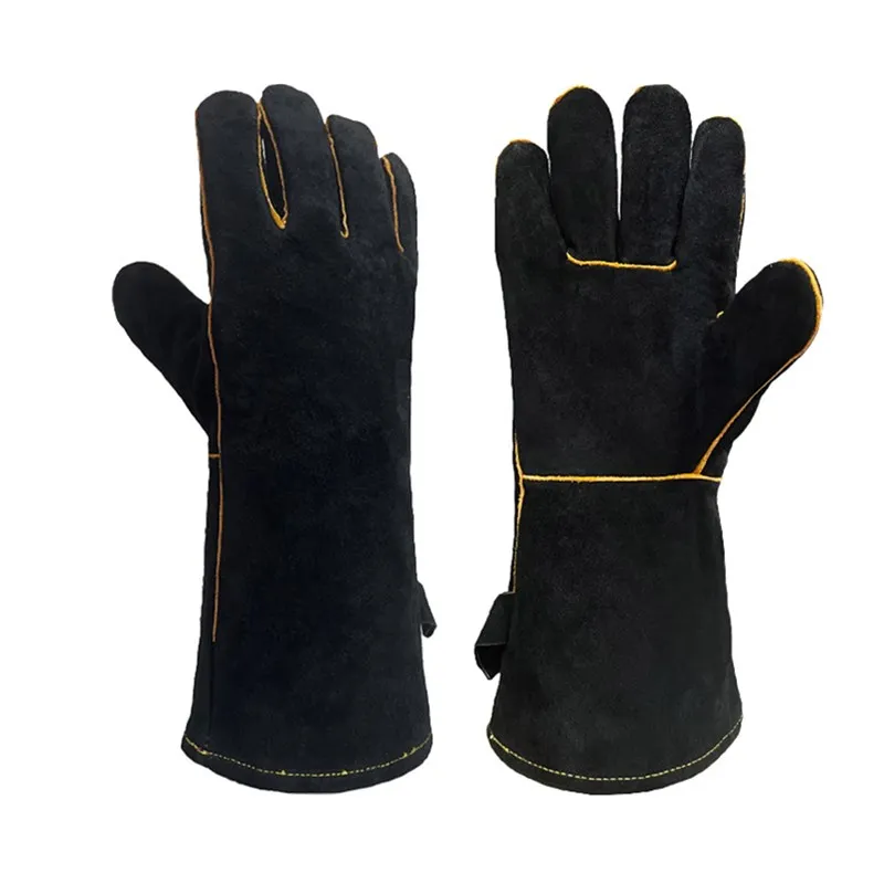 Oven Mittens 250 Degree Anti Heat Fire Proof Anti-stab Anti-cut Cooking Welding Certificate Leather Gloves Kitchen BBQ Glove