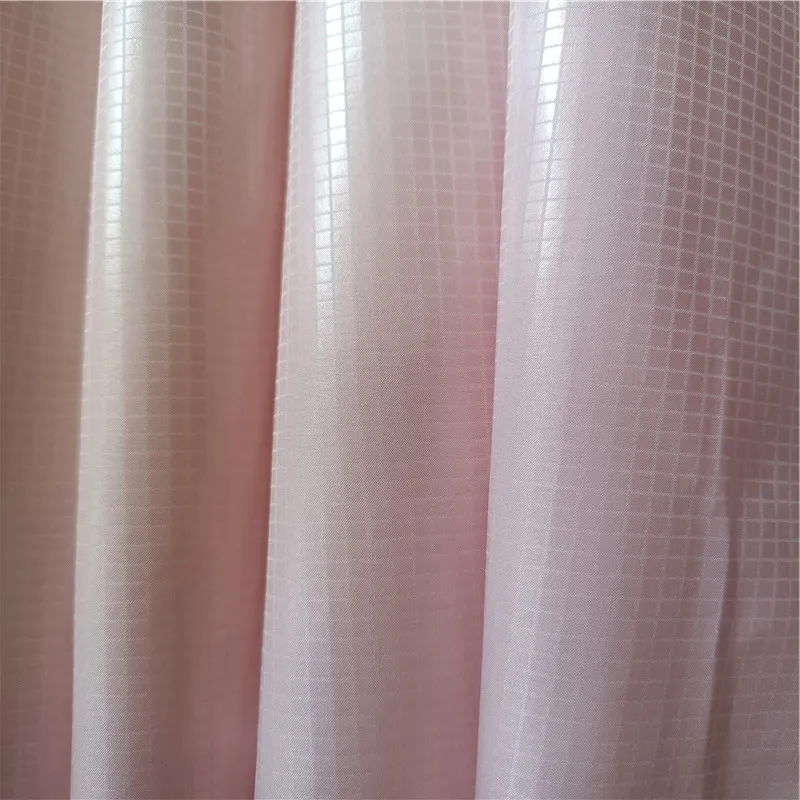 Ripstop PU shiny stamping printed grid foil reflective plaid polyester pongee taffeta fabrics