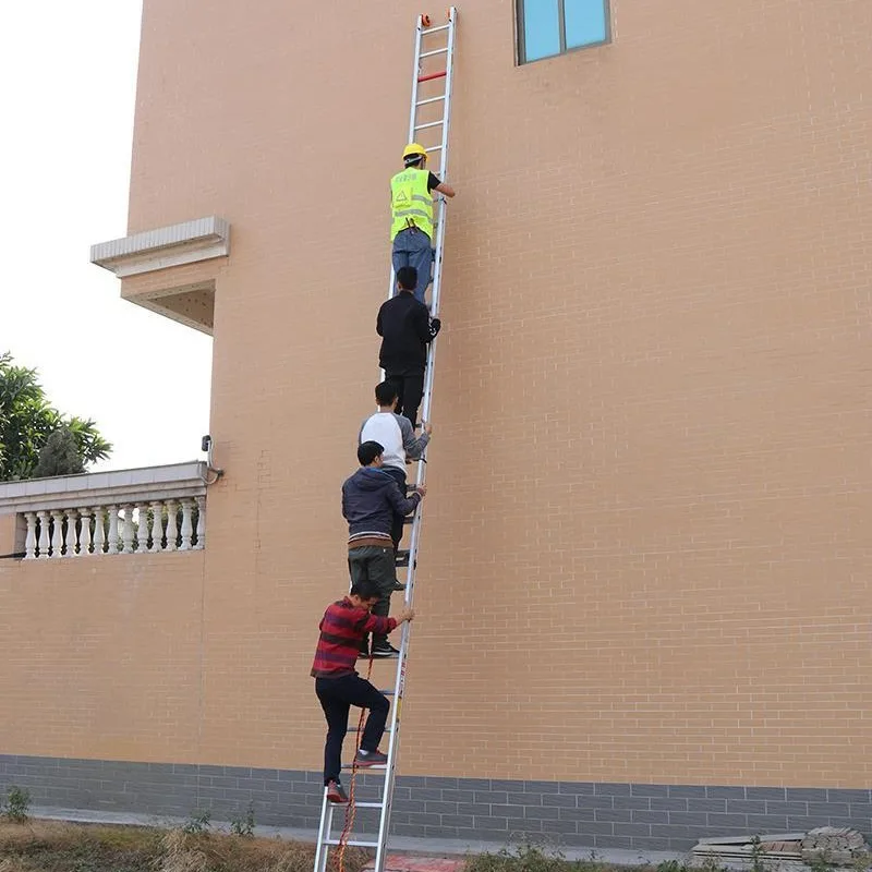 Aluminum alloy 3-piece fire ladder thickened folding single-sided elevator household 16 meter telescopic long ladder
