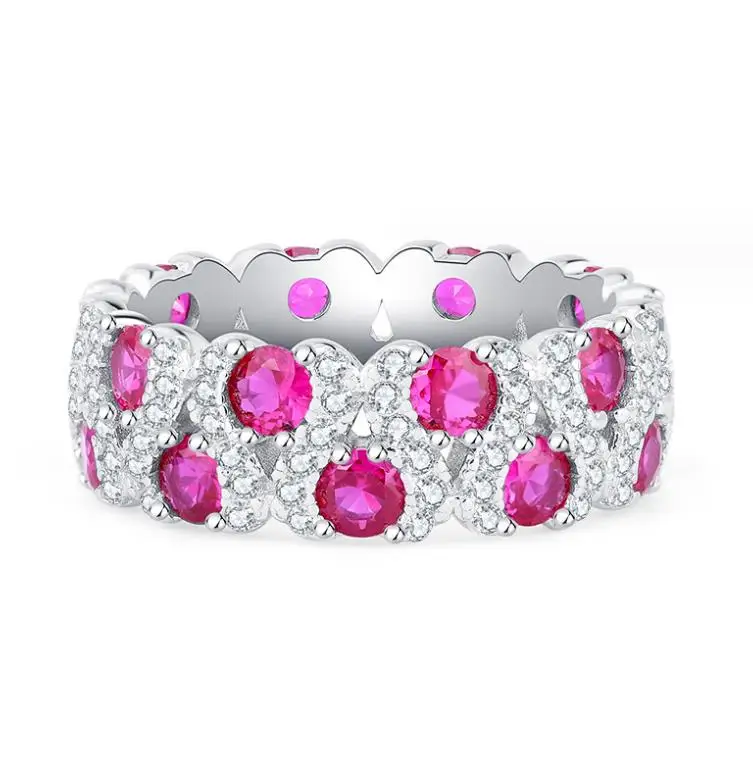 Brand Luxury Design red Big Gemstone Rings for Girls Fashion Jewelry Wedding 925 Sterling Silver Rings for women
