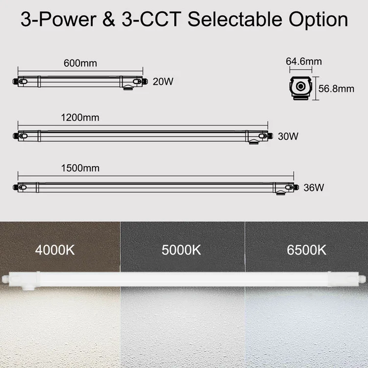 Hot Sale 5 Years Warranty Ip65 Tri Proof Led Light Fixture 4000k Led Tri Proof Light With Zigbee Motion Sensor