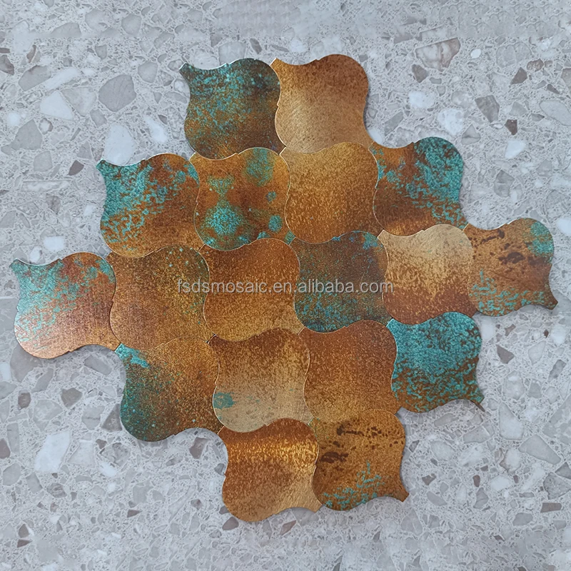 Lantern Shape Mixed Color Brushed Pattern Self Adhesive Mosaic For Bathroom Ceiling Wall Tile Aluminum Mosaic