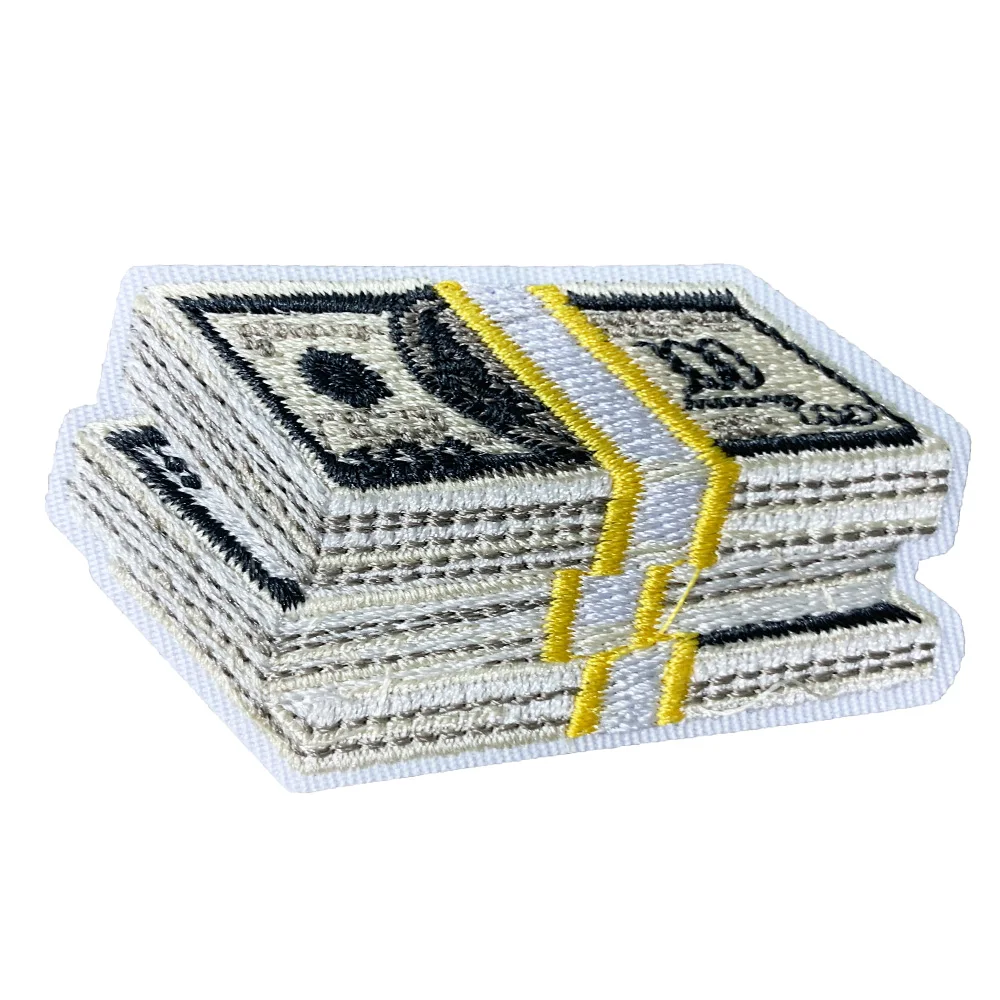 wholesale big embroidery patches money iron on patch