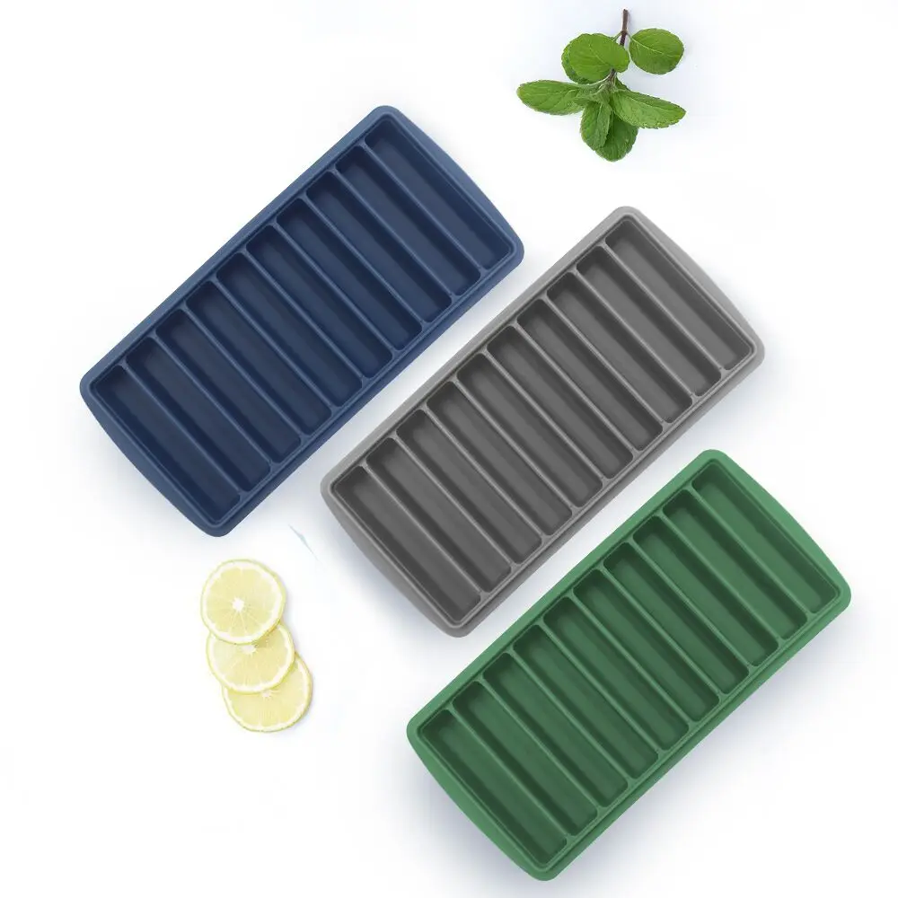 10 Grids Long Strip Ice Cube Tray Set Reusable Big Ice Cube Trays High and Low Temperature Silicone Ice Tray With Lid