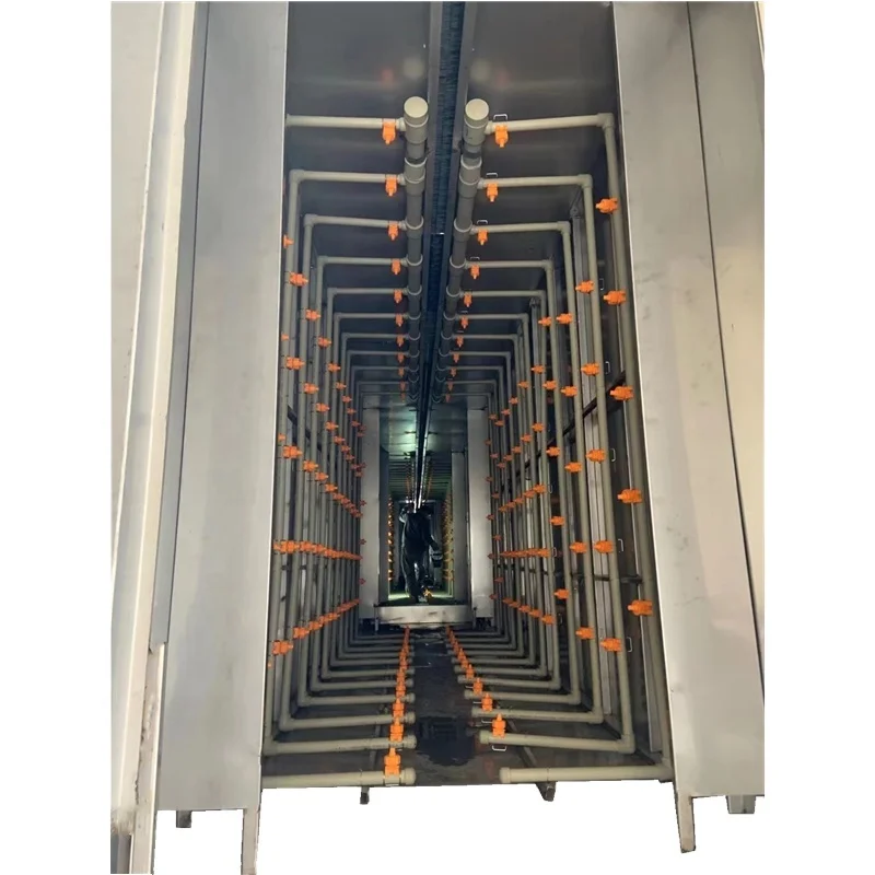Powder Coating Metal Surface Treatment Overhead Conveyor Automatic Spray Tunnel System With 5 Stage Cleaning Dip