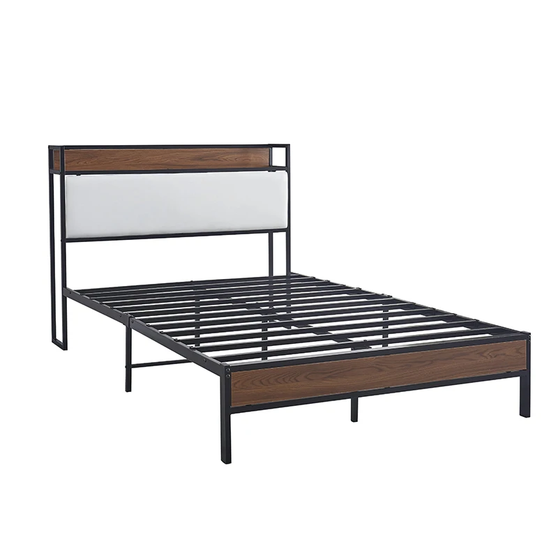 Effortless Comfort Minimalist Metal Platform Bed Frame Single Iron Metal Bed Frame with Headboard