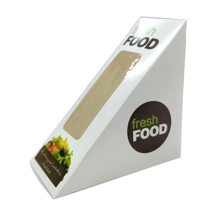 Custom Printing Disposable Paper Packaging Sandwich Box Kraft Paper Triangle Sandwich Boxes Vacuum sandwich Box