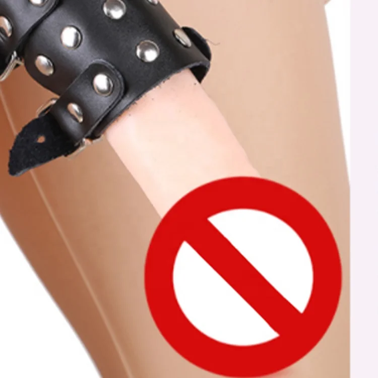 High Quality Leather Bound Black Belt Bondage Garment Male Penis Ring Restraint Slave Game Tools