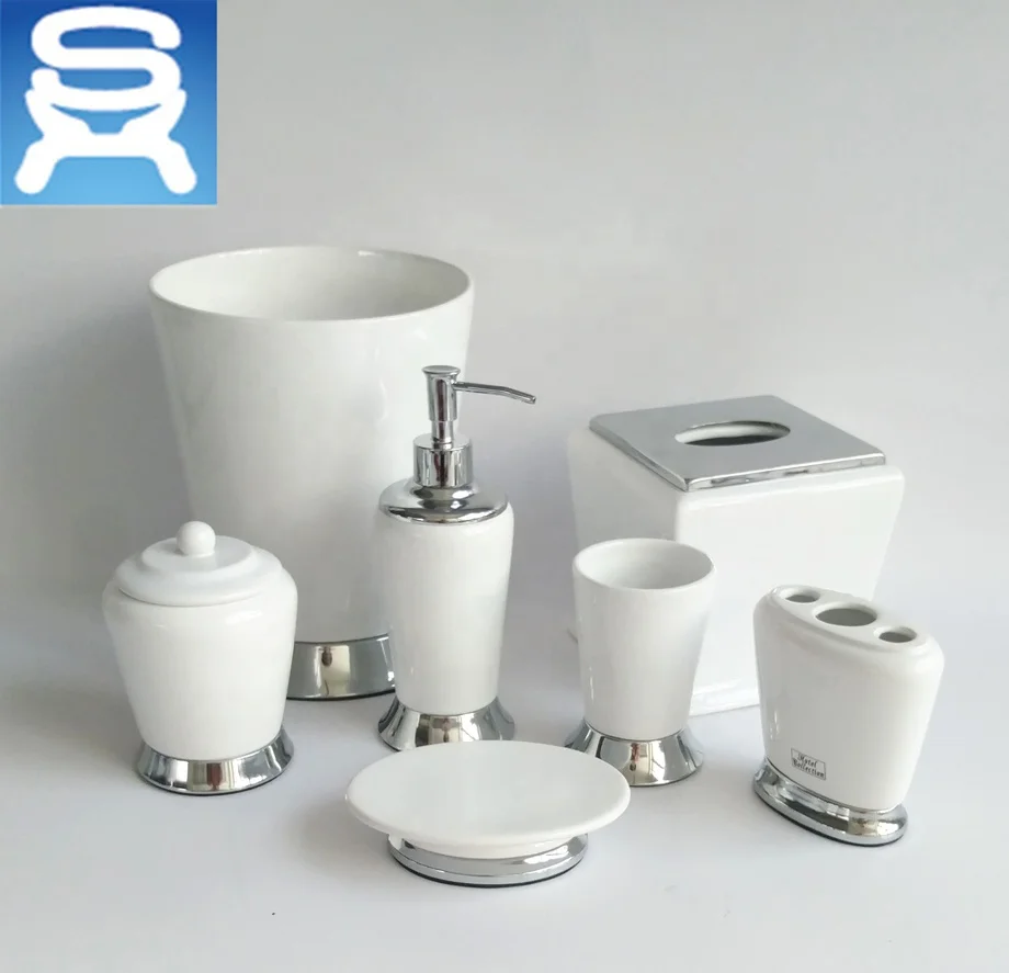 
Simple and classic Hotel Ceramic Bathroom Accesory set for Bathroom Vanity Countertopfrom China Supplier 