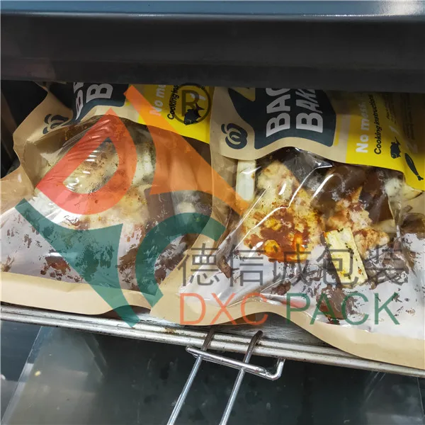 
Kraft paper Ovenable Baking bag for Chicken with window 