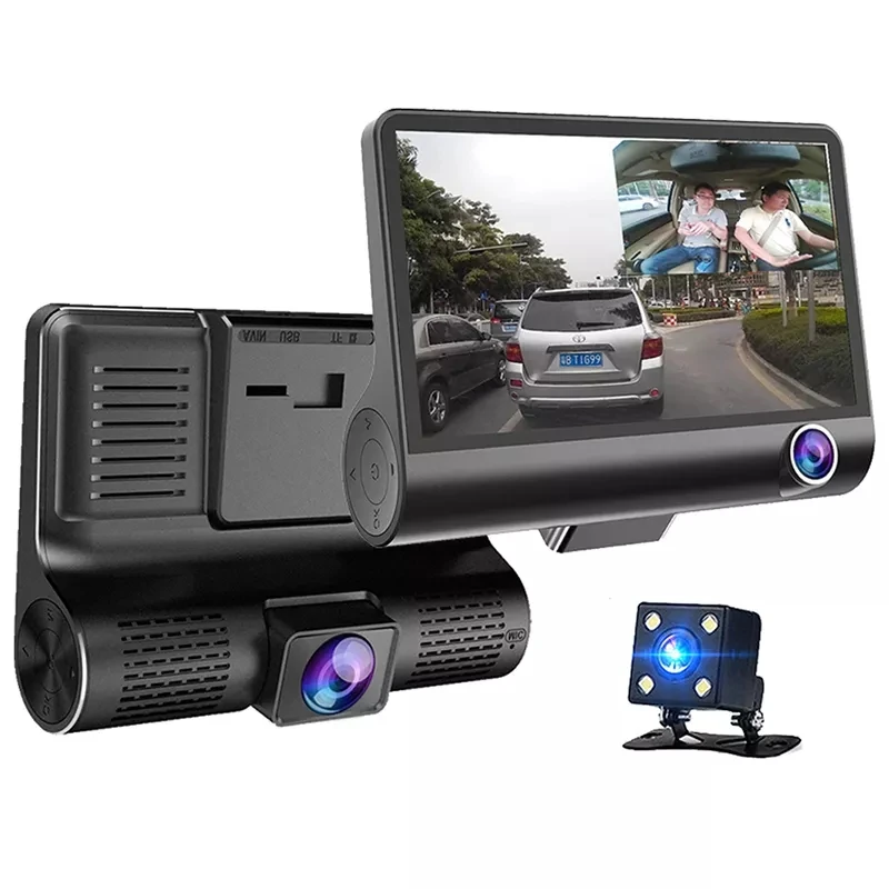 Car Dash Camera DVR 4 Inch FHD 1080P 3 Lens Auto Video Recorder 170 Degree Car Dashboard Camera Night Vision Camcorder