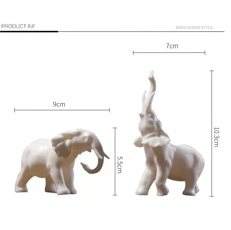 Handmade Eco-friendly Porcelain Animal Crafts Ceramic Horse Figurine Creative White Elephant Home Lucky Decoration Ceramic Horse