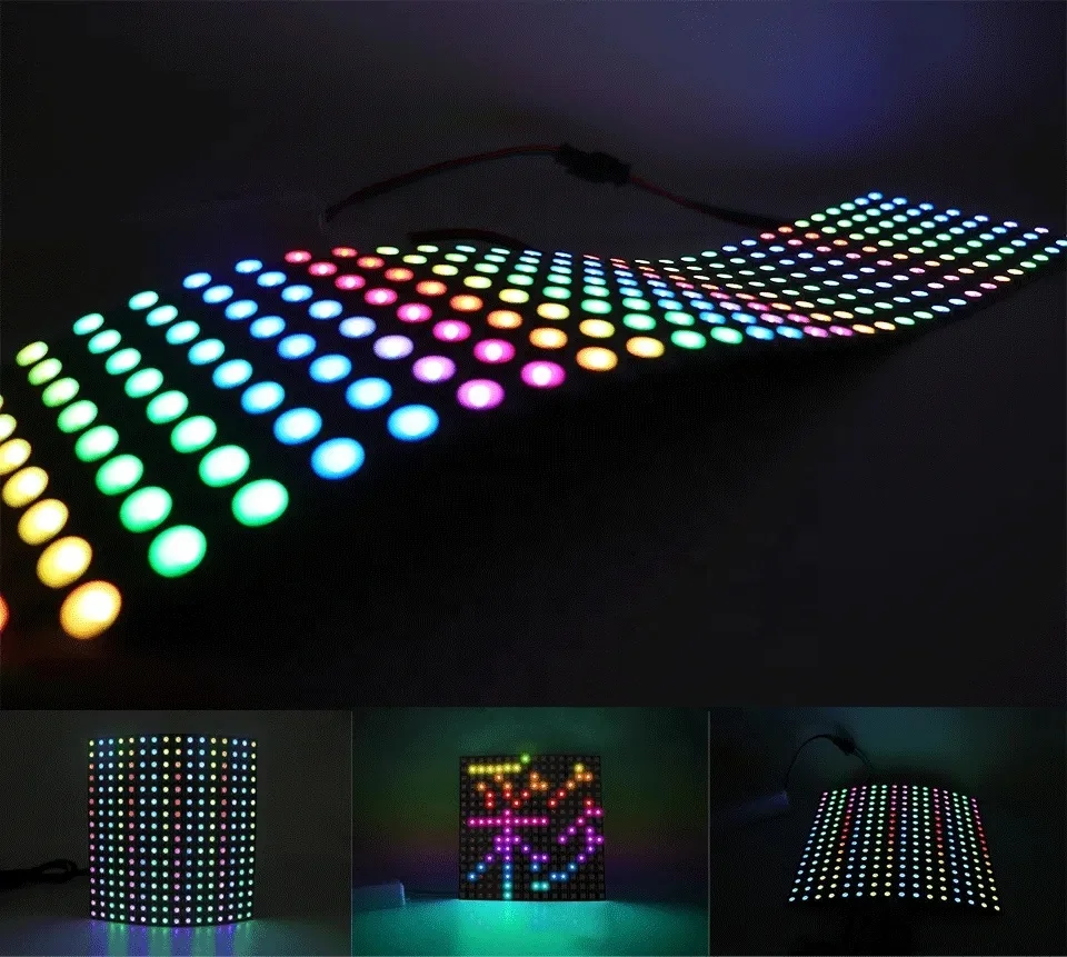 WS2812B гибкий 16*16 мм 5050 RGB матричный светодиодный дисплей PCB Пиксельная цифровая Rgb Светодиодная панель 5 В Адресуемая светодиодная матричная