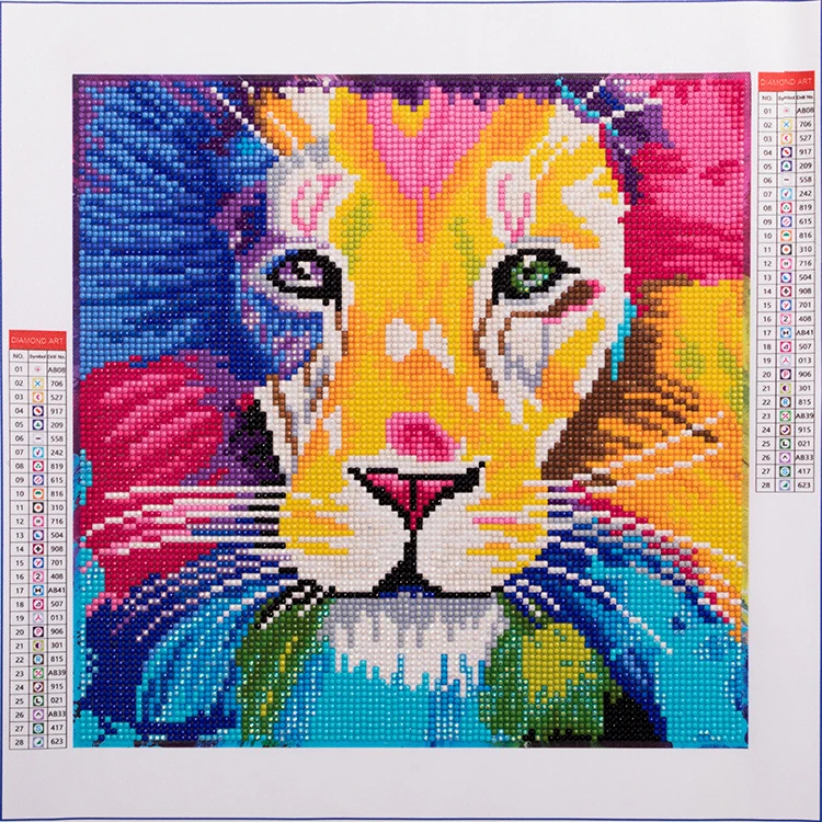 Custom 30x30cm animal full diamond AB round crystal 5D DIY lion AB diamond painting