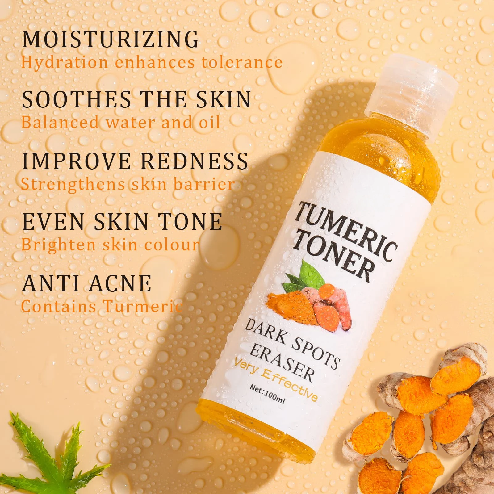 Cusstomize Moisture Whitening Turmeric Water Toner Effective Anti Acne Brightening Firming Skin Corrector Face Toner
