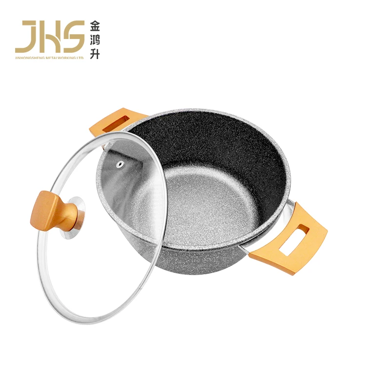 Durable whistling kettle 12pcs granite marble coated aluminum home cooking non stick cookware set forged cookware for camping