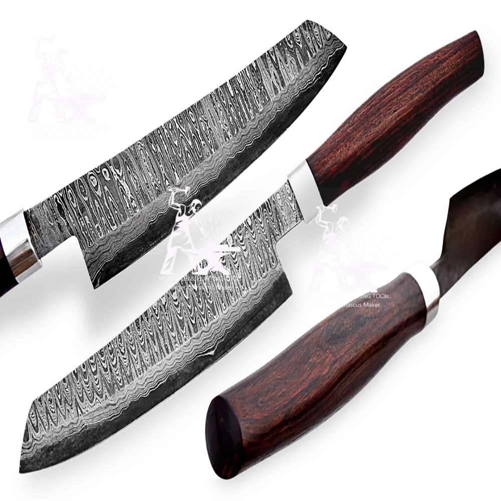 Нож Santoku ручной работы из дамасской стали кухонный нож нового стиля 