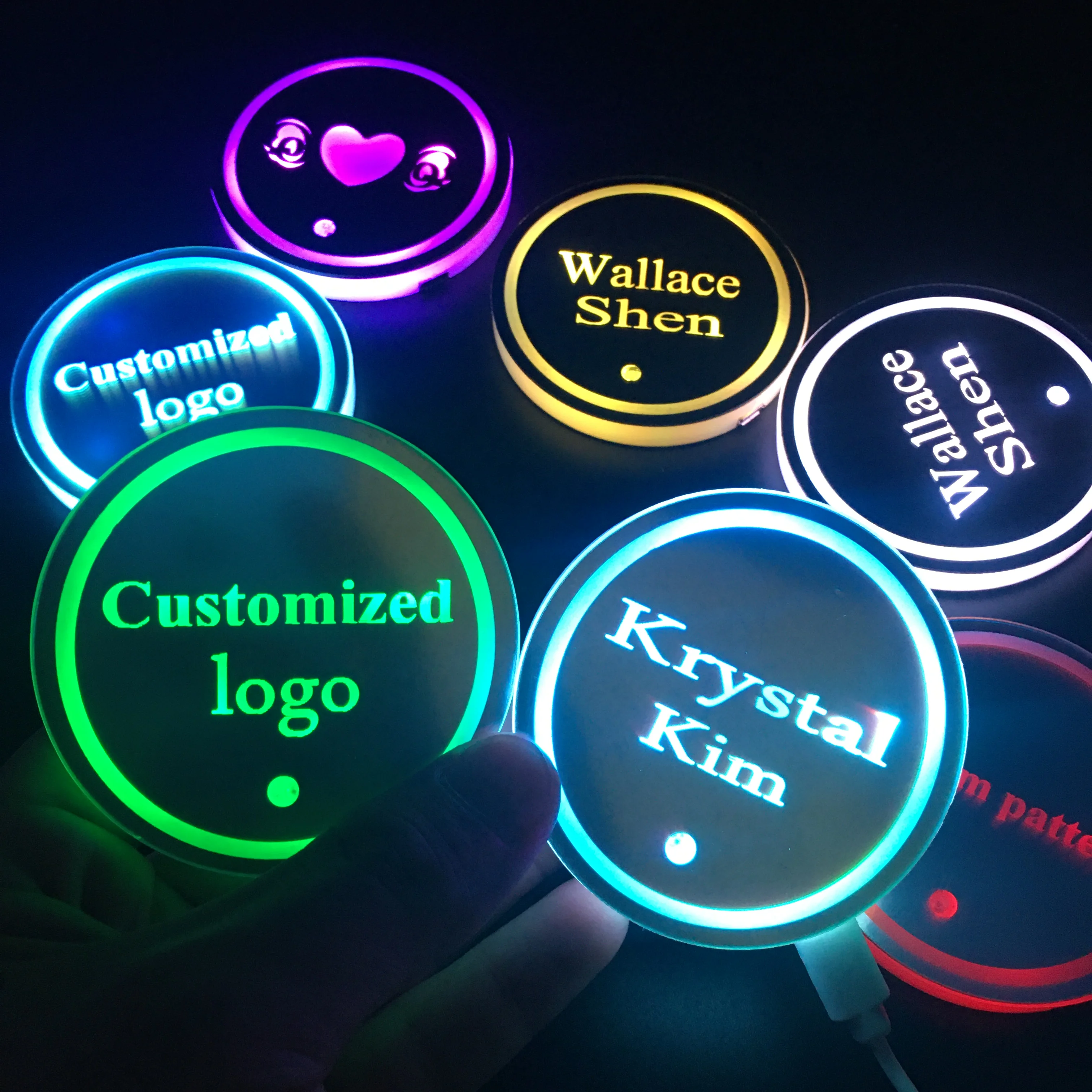 Newly Design Car Interior Accessories LED Luminous Cup Bottle Drinks Mat Water Cup Pads Holder Coaster