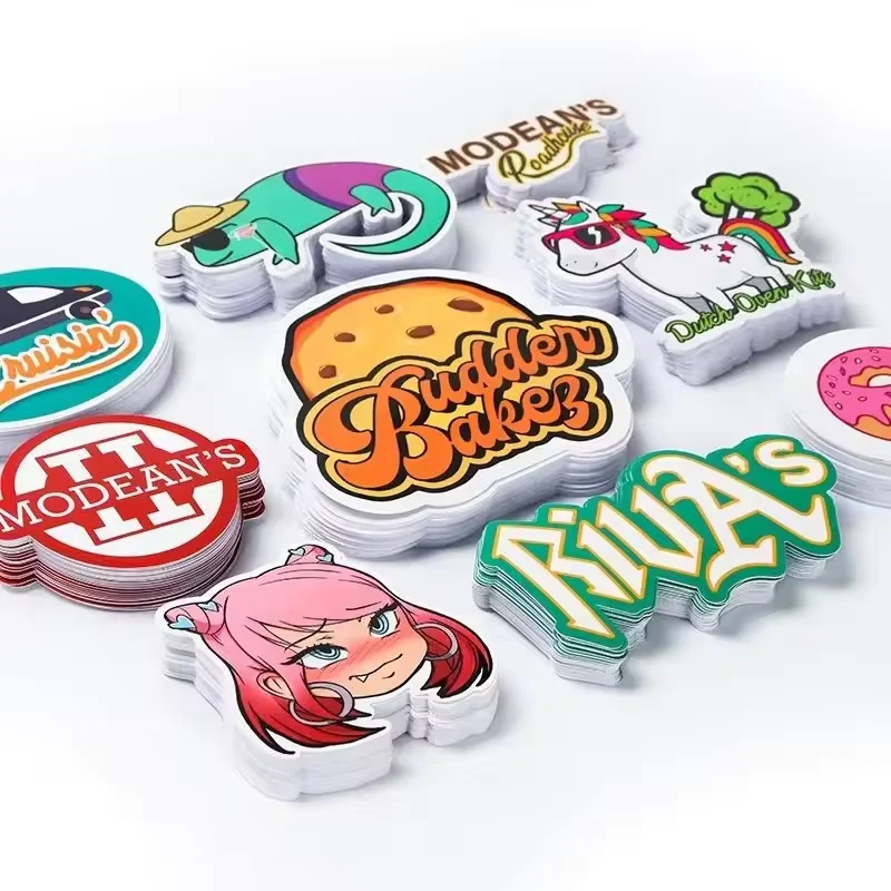 Custom Logo Die Cut Sticker Holographic Self-Adhesive Laptop Stickers Waterproof Vinyl Cartoons Stencil Printing