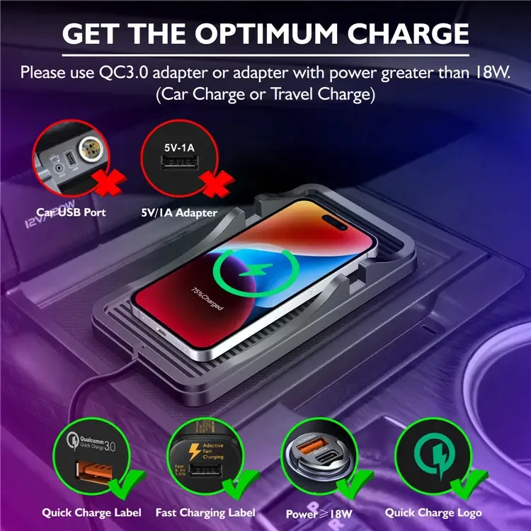 Wireless Car Charger Pad Qi Fast 15W 10W 7.5W Charging Mat Stand Holder For iPhone Compatible Samsung LG Xiaomi Android Phone