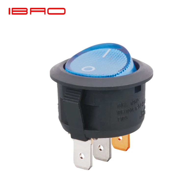 Round Button Rocker Switch Blue Color T125 for Home Appliance