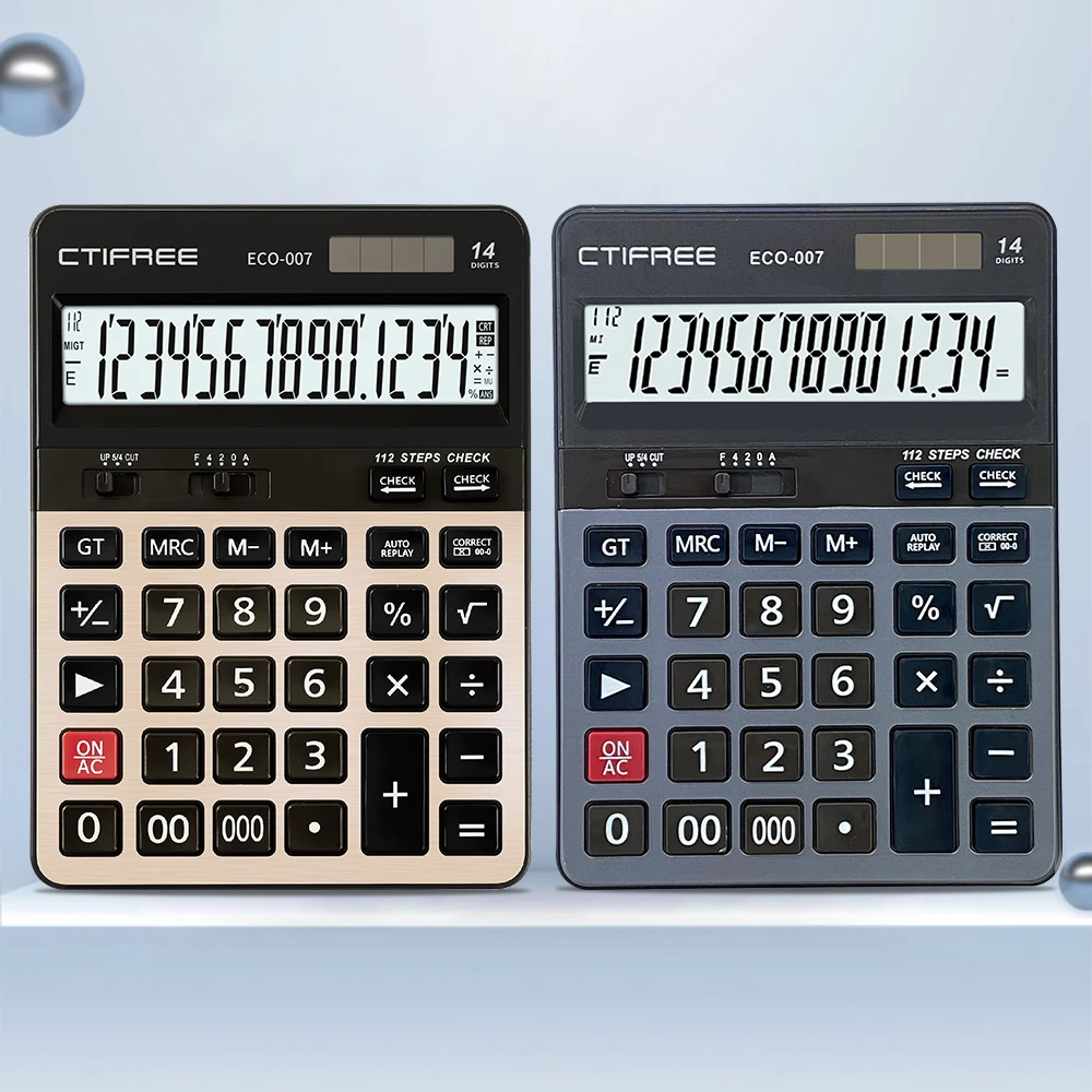 Standard features 14-bit large LCD electronic desktop calculator Daily basic office desktop calculator