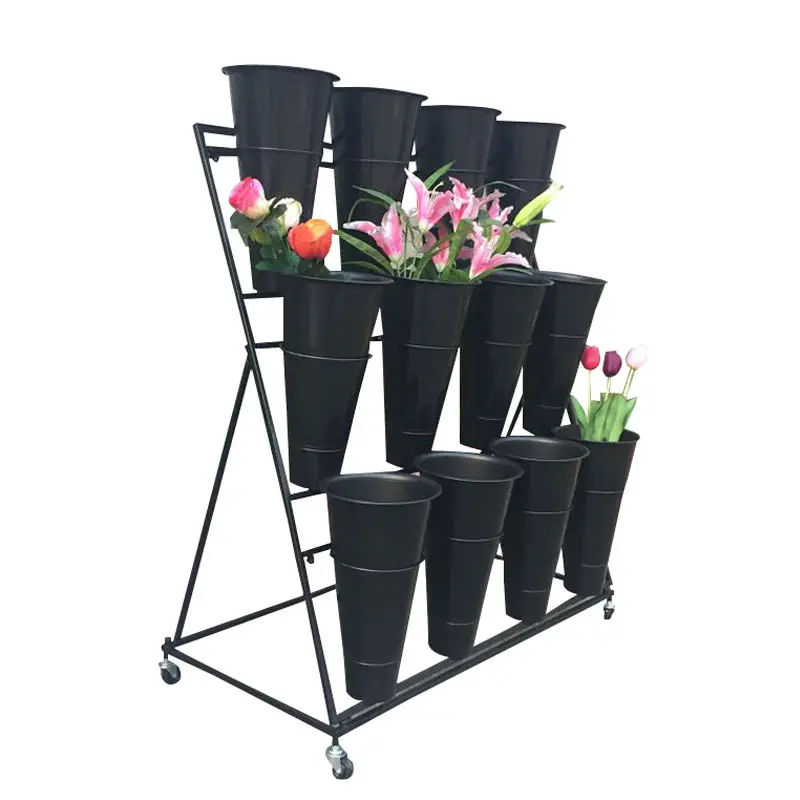 Composite Large Black Cylinder Floral Trumpet Disposable Recycled Tall Big Plastic Vase For Flowers Bouquets