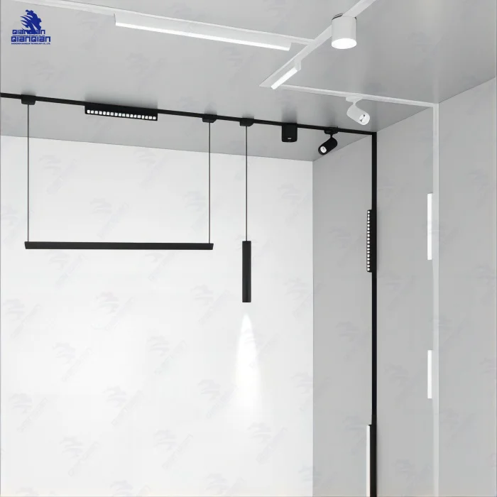 Dc48v Ceiling Spot Lamps Led Magnetic Track Light Aluminum Profile Magnetic Track Rail System For Stretch Ceiling