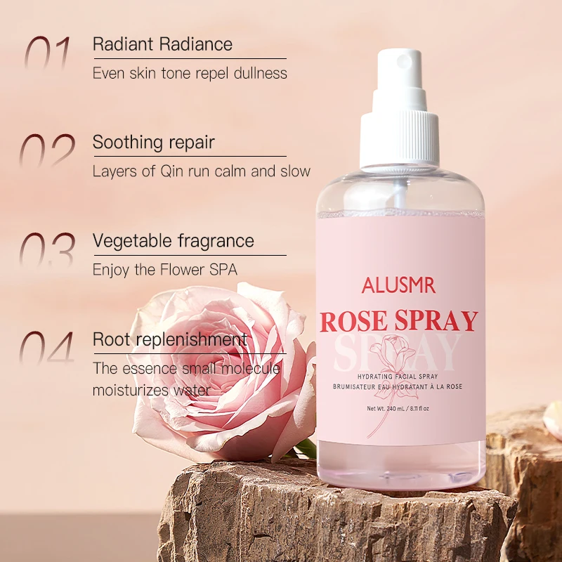 Private label OEM/ODM moisturizing skin care skincare natural organic pure rose water facial mist face toner spray for face