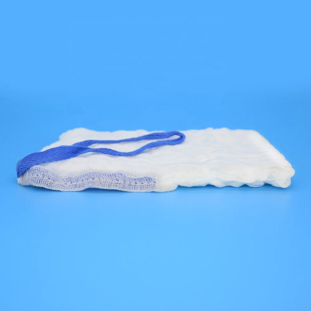 Professional factory 45x45cm-4ply prewashed blue loop gauze lap sponge abdominal swabs