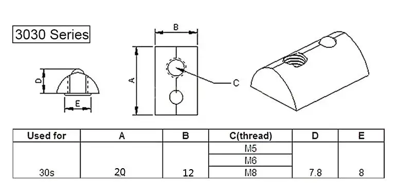 stainless steel  T  with ball  Roll In T Slot Nut With Spring Leaf For Aluminum Extrusion Profile 40 Series