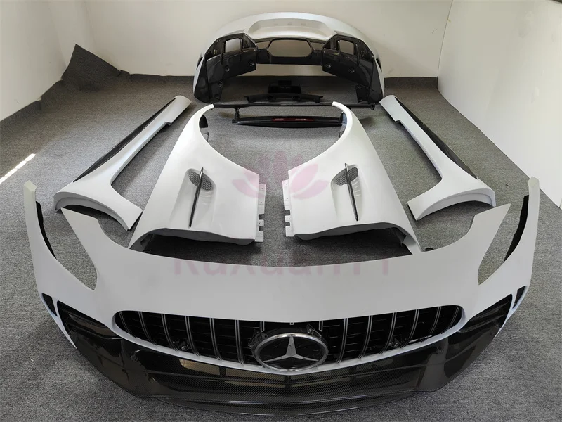 Resin primer carbon fiber GTR style front bumper rear bumper mudguard side skirt rear spoiler for BENZ AMG GT GTC GTS body kit